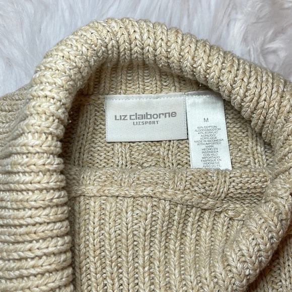 𝅺LIZ CLAIBORNE SPORT Medium Cable Knit Long Sleeve Cowl Neck Sweater - Picture 7 of 8